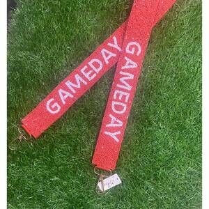 NEW WHAT'S HOT unisex beaded gameday purse strap in brick red